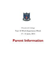 Work Experience Parent Information - Woodcroft College