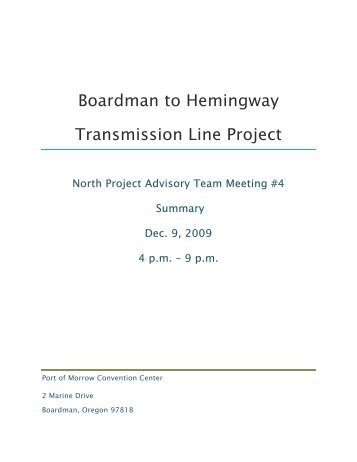 Meeting Summary - Boardman to Hemingway Transmission Line ...