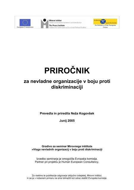 Priročnik za nevladne organizacije v boju proti ... - Mirovni inštitut