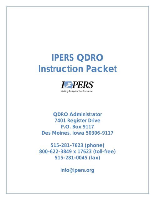 IPERS QDRO Instruction Packet