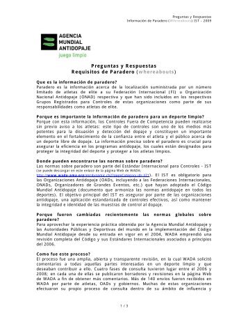 Preguntas y Respuestas Requisitos de Paradero (whereabouts)