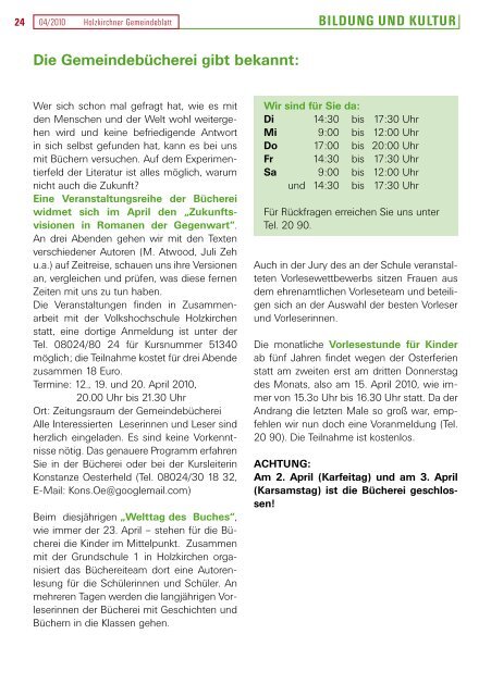 Ausgabe • April 2010 - Holzkirchen