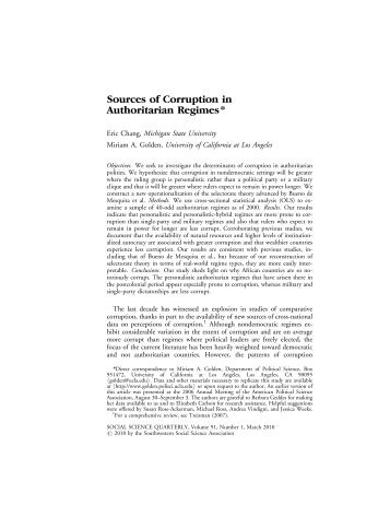 Sources of Corruption in Authoritarian Regimes - ResearchGate