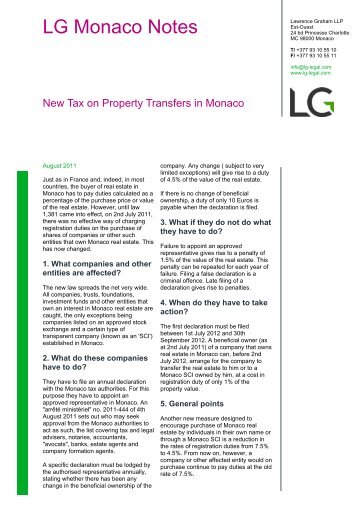 LG Monaco Notes - Lawrence Graham