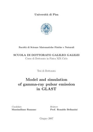 Model and simulation of gamma-ray pulsar emission in GLAST - Infn