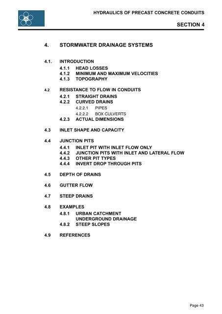 HYDRAULICS OF PRECAST CONCRETE CONDUITS ... - Humes