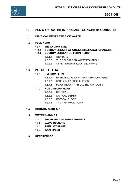 HYDRAULICS OF PRECAST CONCRETE CONDUITS ... - Humes