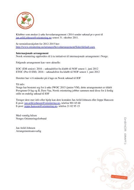 Terminlista 2012, 2013 og 2014 - Norges Orienteringsforbund