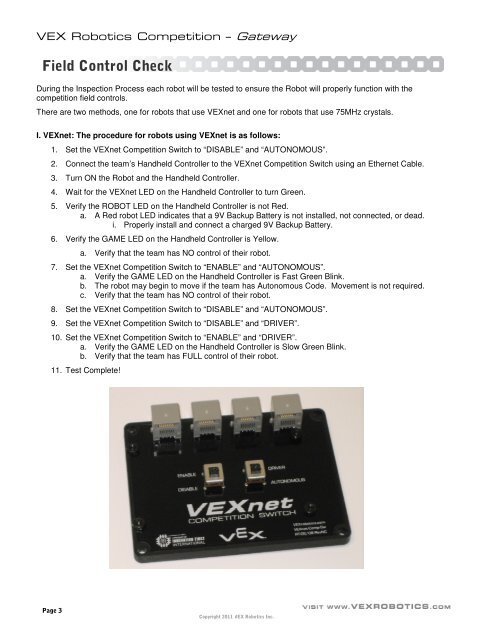 Robot Inspection Guidelines - VEX Robotics