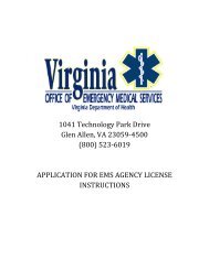 EMS Agency Application Instructions - Virginia Department of Health