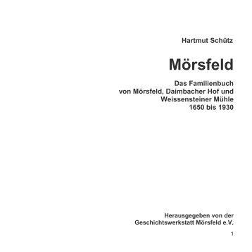 Hartmut Schütz Mörsfeld Das Familienbuch von Mörsfeld ...