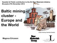 Mr. Magnus Ericsson, Raw Materials Group - Euromines