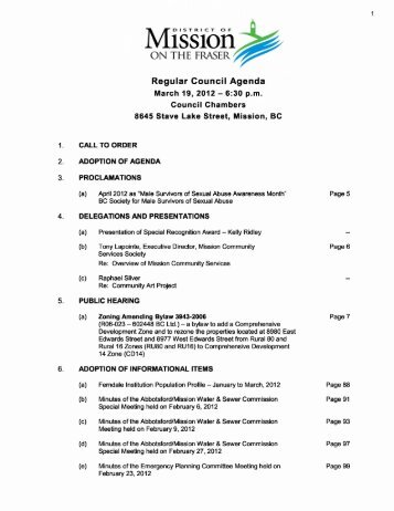 Regular Council Agenda - District of Mission