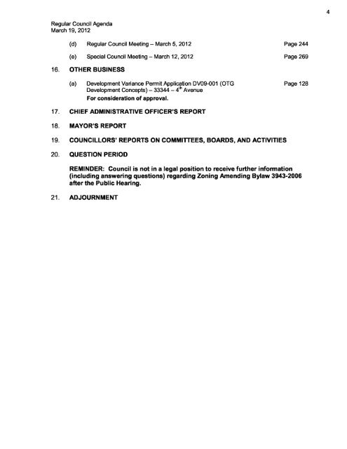 Regular Council Agenda - District of Mission