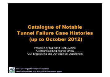 Catalogue of Notable Tunnel Failure Case Histories (Up to October ...