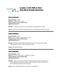 Leaders 4 Life Skill-a-thon Quiz Bowl Sample Questions