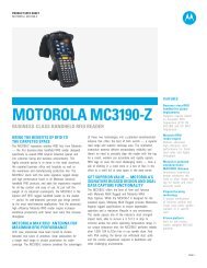 MC3190-Z Specification Sheet - Motorola Solutions