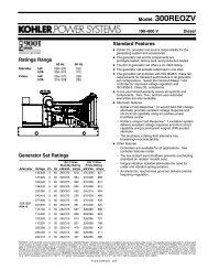 Model: 300REOZV Standard Features Ratings Range Generator Set ...
