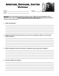 APERTURE, EXPOSURE, SHUTTER Worksheet