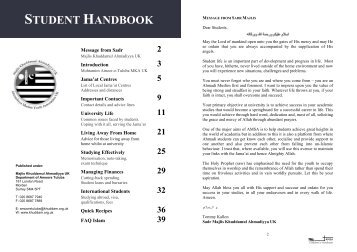 student handbook - Majlis Khuddamul Ahmadiyya UK