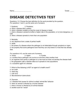 DISEASE DETECTIVES TEST