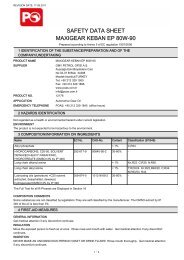 SAFETY DATA SHEET MAXIGEAR KEBAN EP 80W-90 - Petrol Ofisi