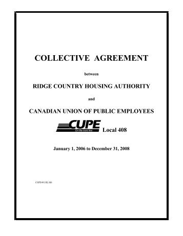 collective agreement - CUPE Local 408 - Canadian Union of Public ...