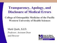 Transparency, Apology, & Disclosure of Medical Errors - Western ...