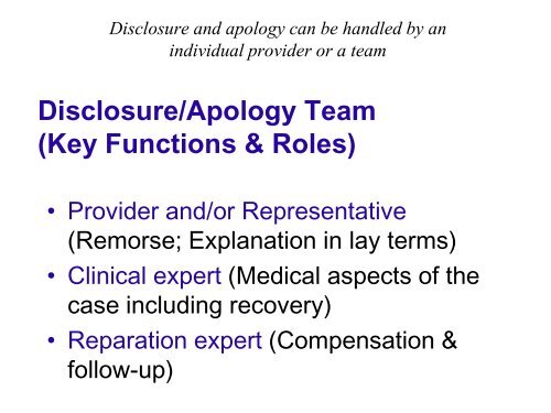 Transparency, Apology, & Disclosure of Medical Errors - Western ...