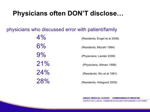 Transparency, Apology, & Disclosure of Medical Errors - Western ...