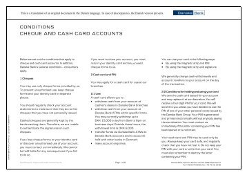 Conditions Cheque and Cash Card Accounts - Danske Bank