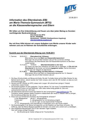 Information des Elternbeirats (EB) am Maria-Theresia-Gymnasium ...
