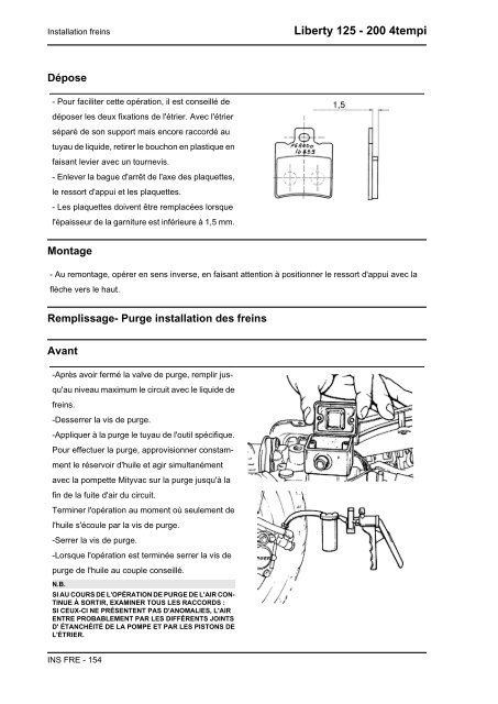 MANUEL POUR STATIONS SERVICE Liberty 125 - 200 4tempi