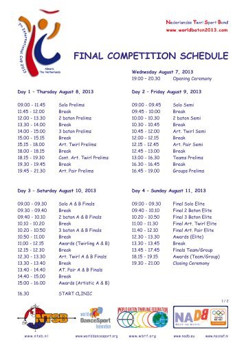 FINAL COMPETITION SCHEDULE