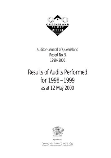 Report No. 5 for 1999-2000 - Queensland Audit Office