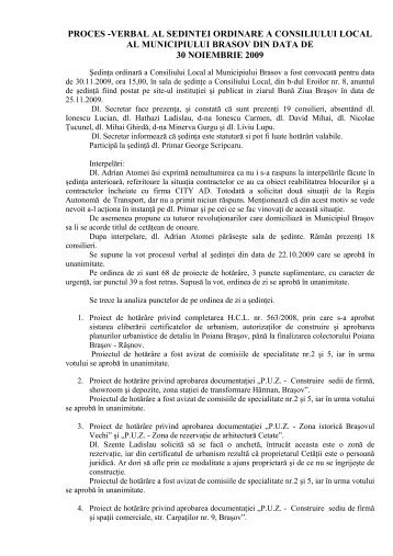 proces -verbal al sedintei ordinare a consiliului local al municipiului ...