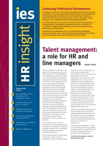 IES HR Insight no. 5 - The Institute for Employment Studies