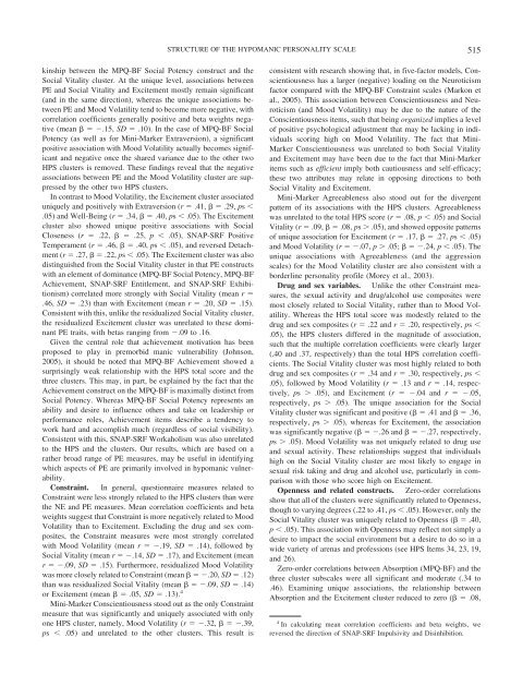 Multidimensional Structure of the Hypomanic Personality Scale