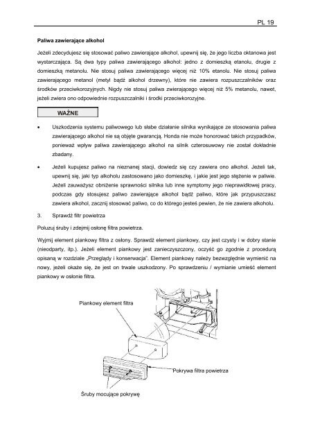 Instrukcja obsÃ…Â‚ugi agregatu Honda EM 65 IS - pdf [3.91 MB] - Wobis