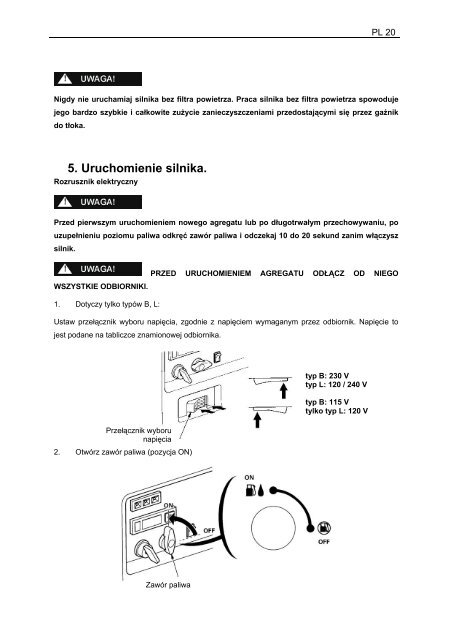 Instrukcja obsÃ…Â‚ugi agregatu Honda EM 65 IS - pdf [3.91 MB] - Wobis