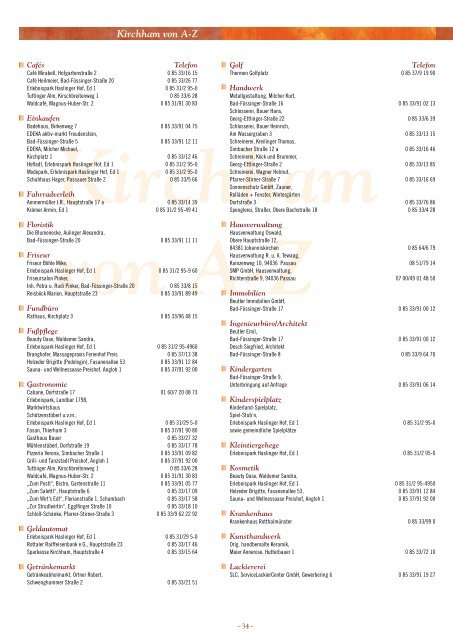 Gastgeberverzeichnis und Preise 2012 - Kirchham