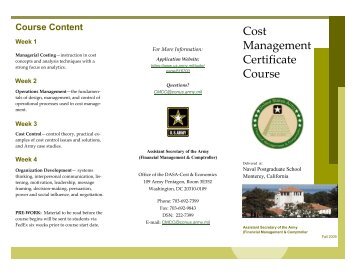 Cost Management Certificate Course - ASA(FM&C) - U.S. Army