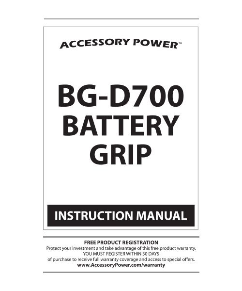 BG-D90 BATTERY GRIP BG-D700 - Accessory Power