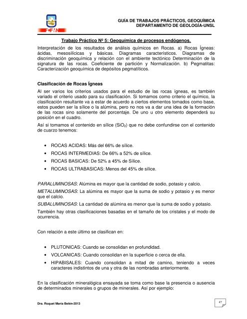 Trabajo PrÃ¡ctico NÂº 5: GeoquÃ­mica de procesos endÃ³genos ...