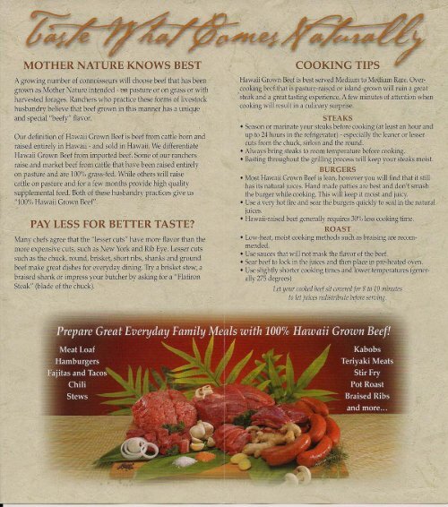 100% Hawaii Grown Beef - Taste of the Hawaiian Range