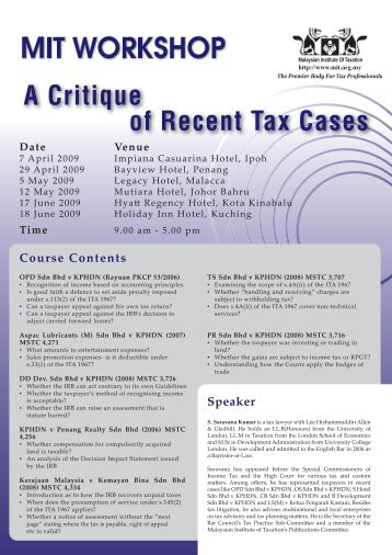 A Critique Of Recent Tax Cases.ai - Chartered Tax Institute of Malaysia