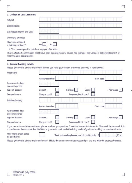 Professional Trainee Loan Application Form - NatWest