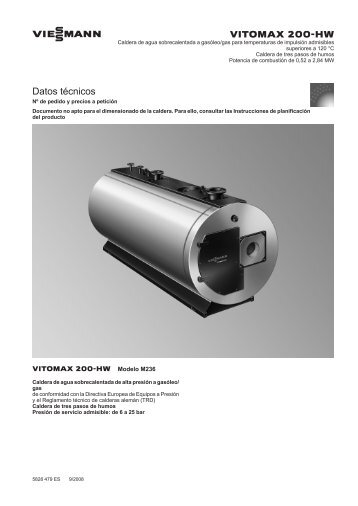 Datos técnicos Vitomax 200-HW M236 - Viessmann