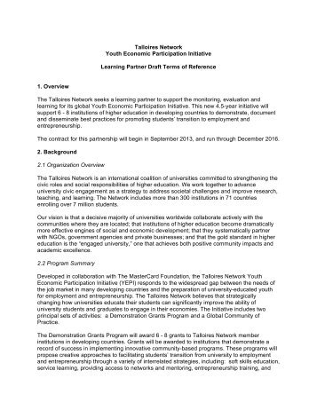 Talloires Network YEPI Learning Partner TOR.pdf - Engagement ...