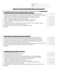 Head Coach Self Evaluation Form - Alexandria, Minnesota School . 
